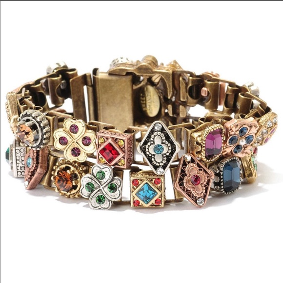 Shelly Cooper of Sweet Romance Jewelry, vintage inspired, double slide bracelet. - Picture 1 of 7